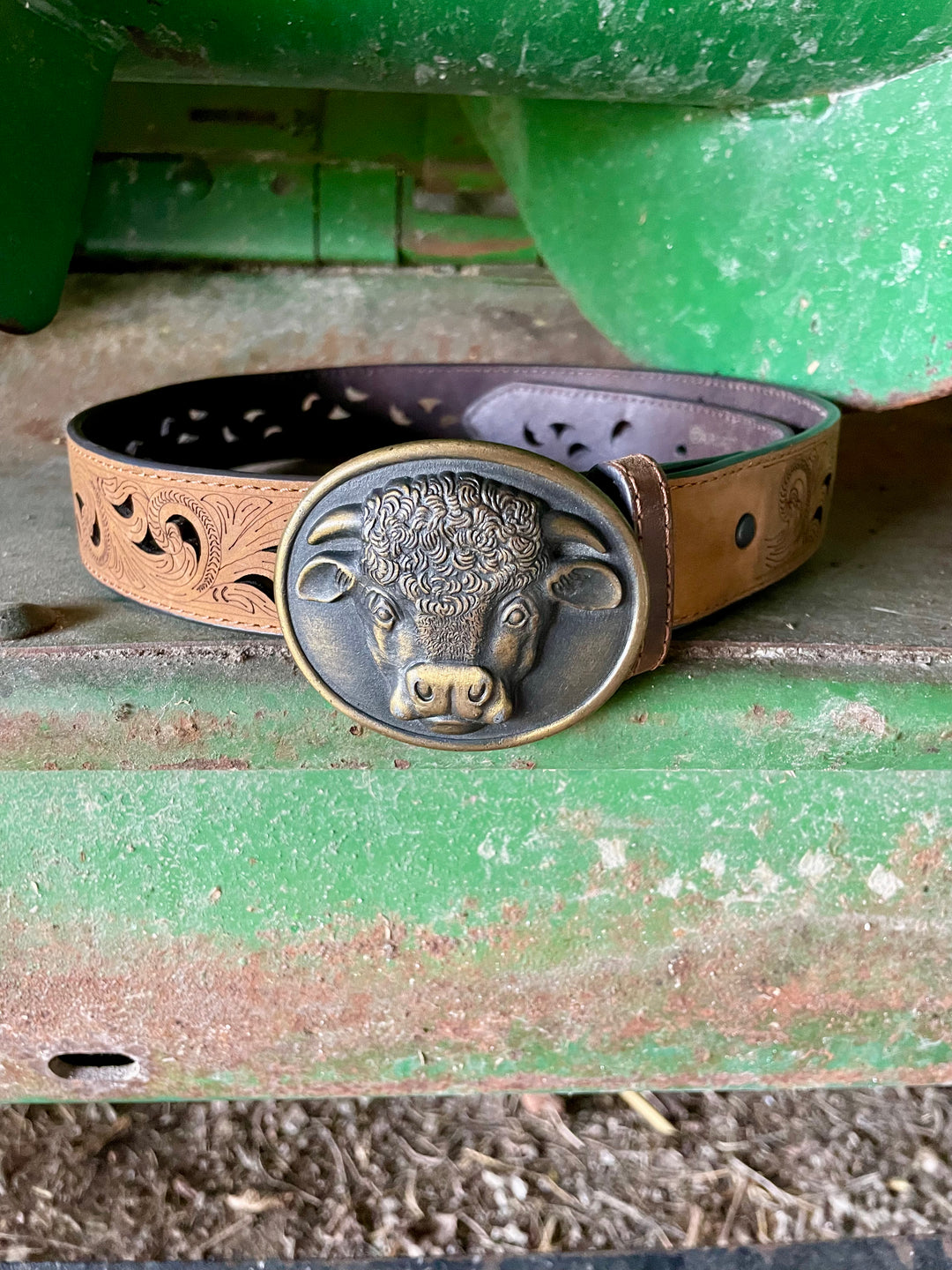 Vintage Brass Hereford Cow Belt Buckle