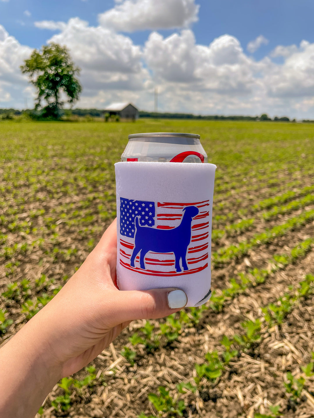 American Flag Goat Koozie
