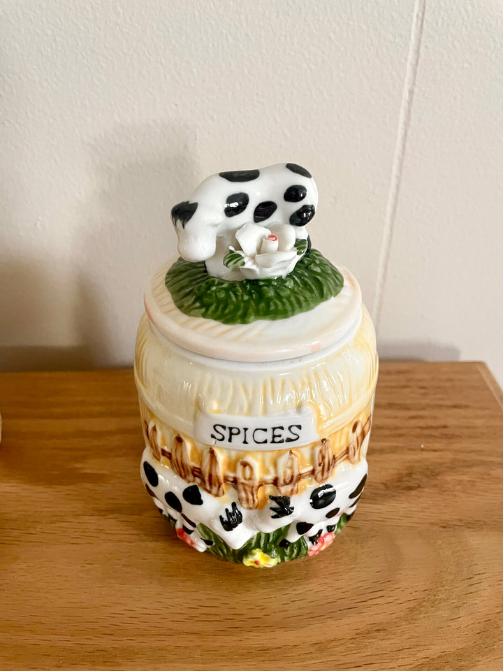 Vintage Cow Ceramic Canister Set – Sugar, Tea, Spices