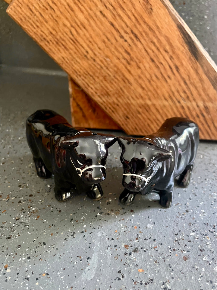 Vintage Black Angus Salt & Pepper Shakers