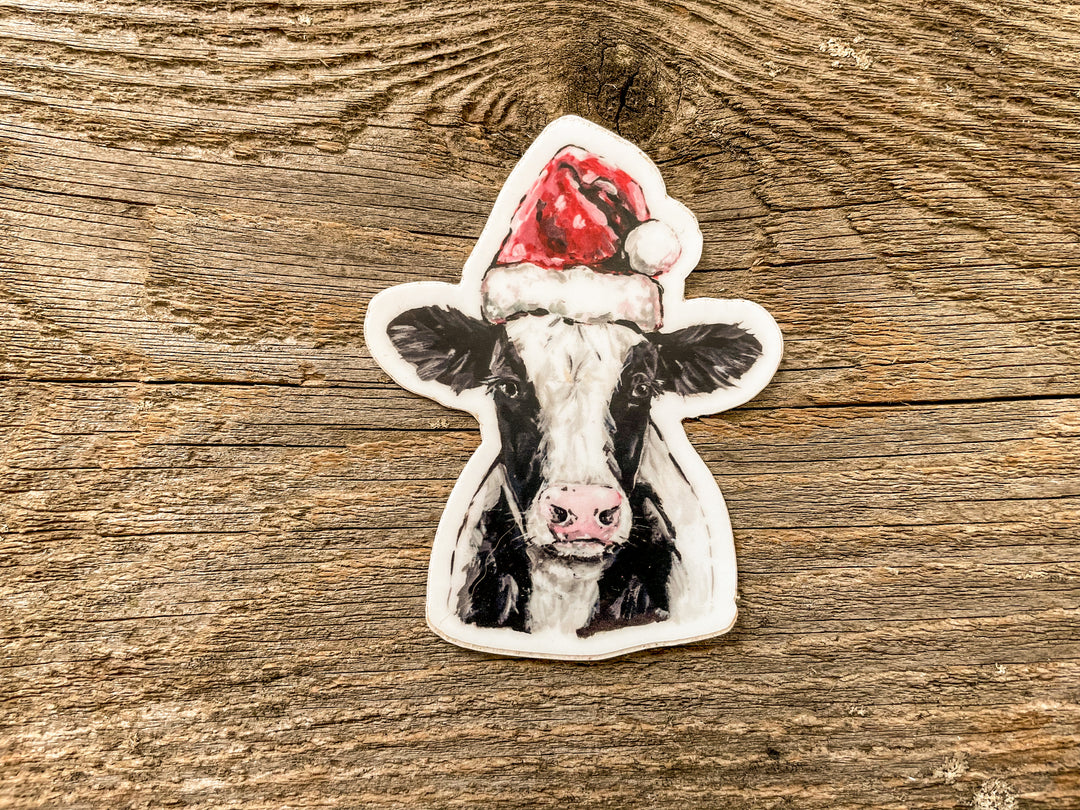 Christmas Cow Sticker