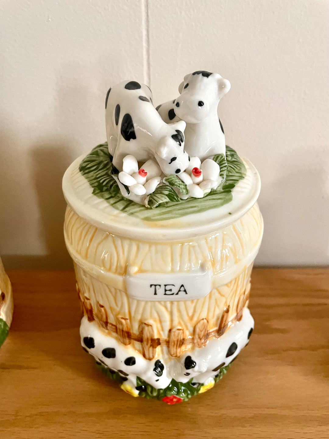 Vintage Cow Ceramic Canister Set – Sugar, Tea, Spices