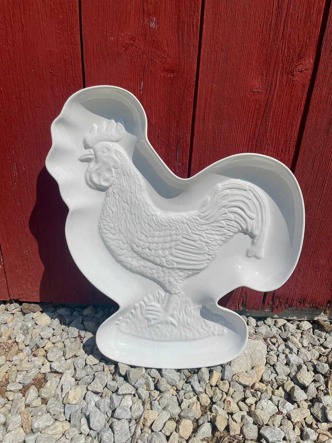 Vintage White Rooster Platter