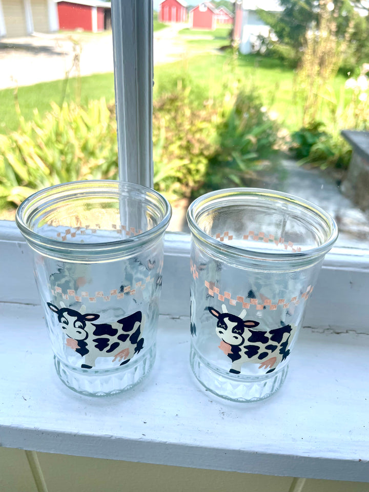 Vintage Cow Drinking Glasses- Set of 2