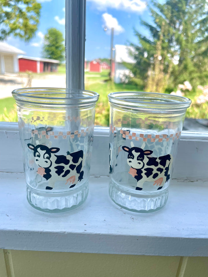 Vintage Cow Drinking Glasses- Set of 2