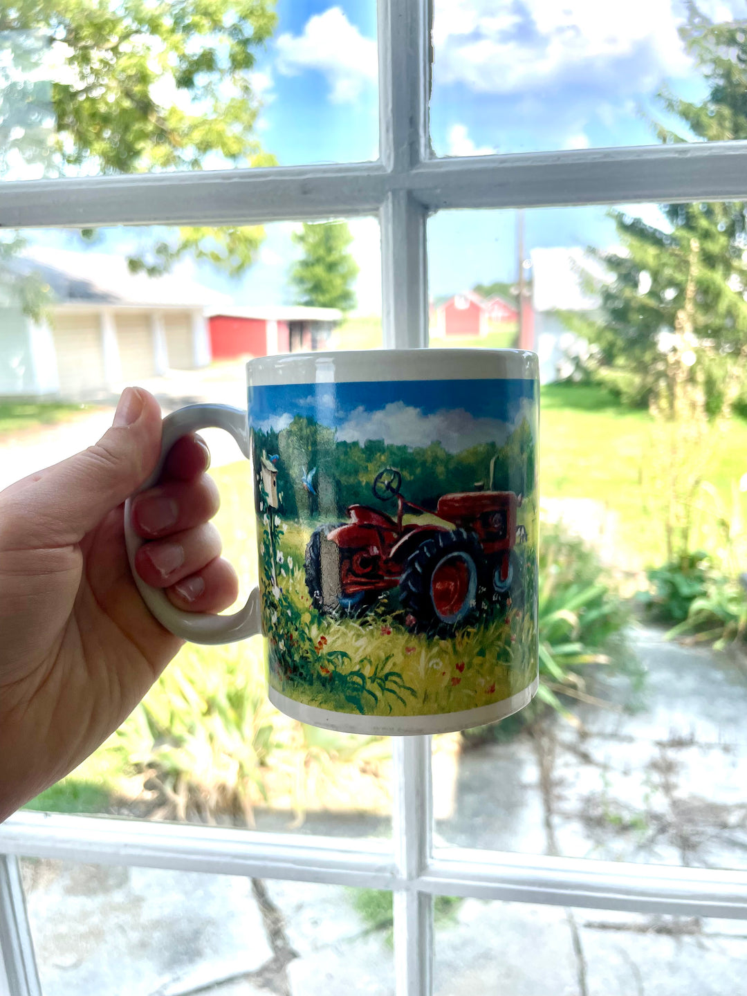 Vintage Country Barn & Tractor Mug
