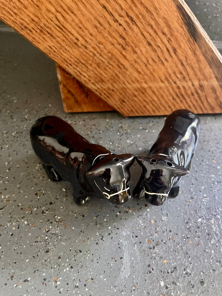 Vintage Black Angus Salt & Pepper Shakers