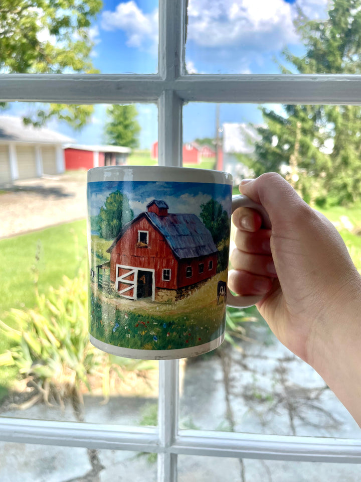 Vintage Country Barn & Tractor Mug
