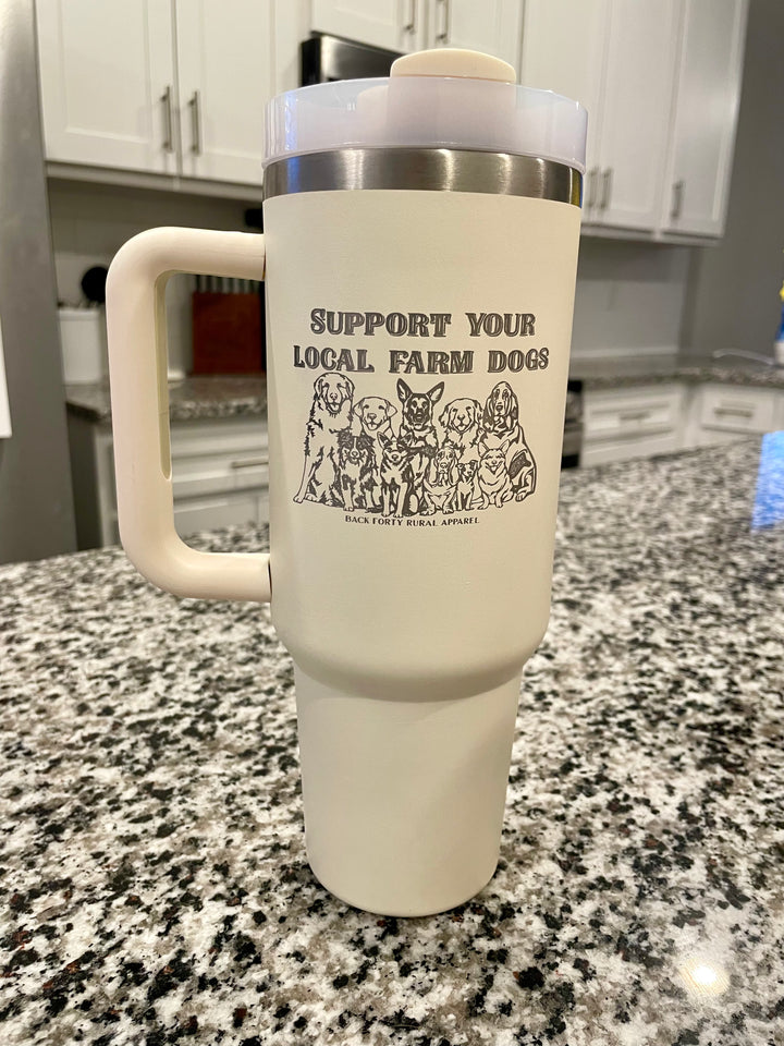 Support Your Local Farm Dogs Tumbler- Cream