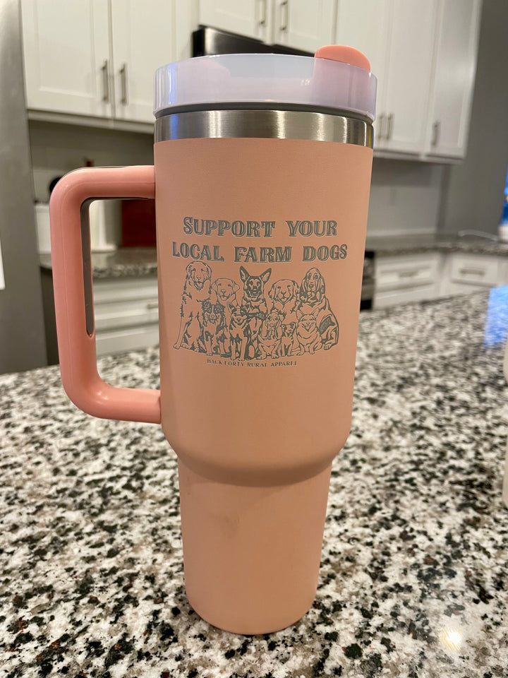 Support Your Local Farm Dogs Tumbler- Pink